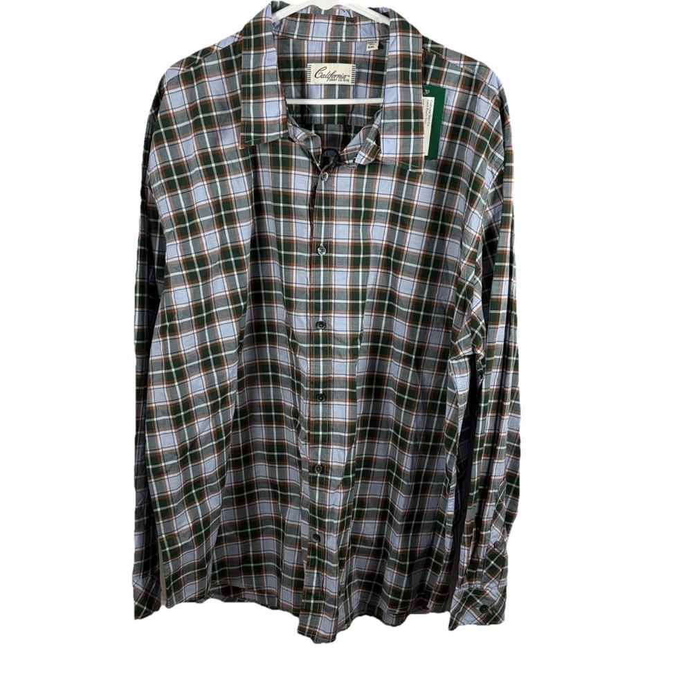 NWT California Shirt Co Button Down‎ Shirt Plaid Lazer Poplin Men 2XL Stitch Fix